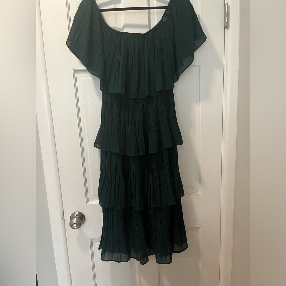 LULUS Tiered Dress Forest Green Size Small